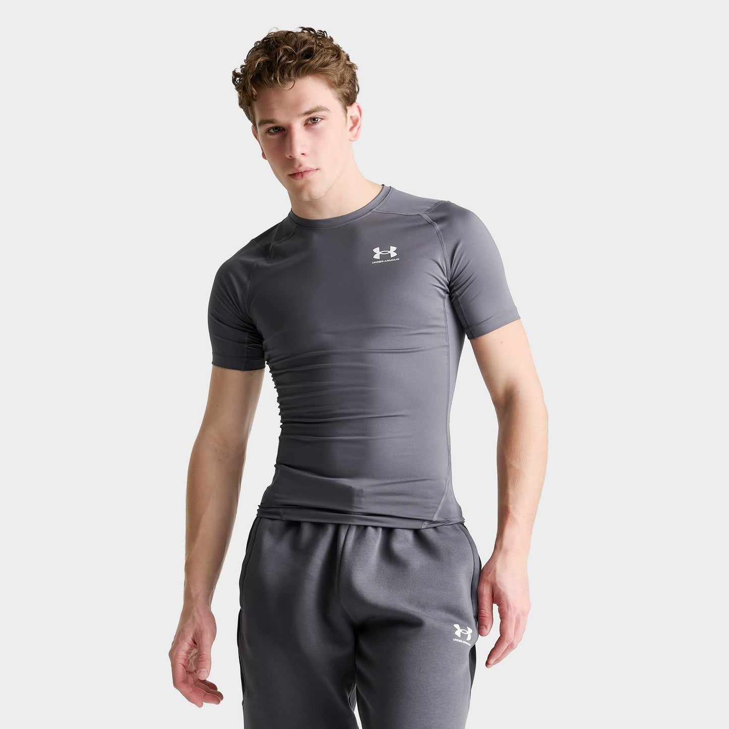 Men's Under Armour HeatGear® Short-Sleeve Training Top - Castlerock/White