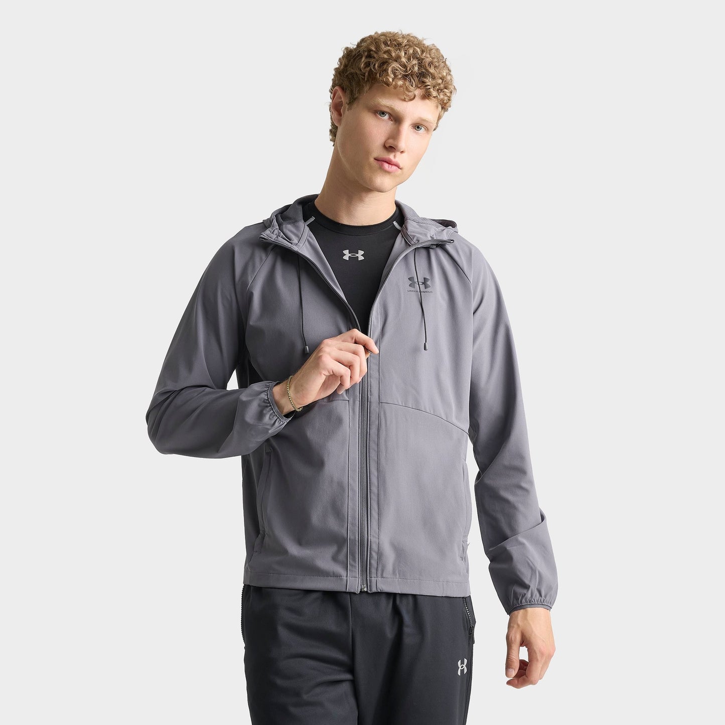 Men's Under Armour Vibe Woven Full-Zip Jacket - Grey
