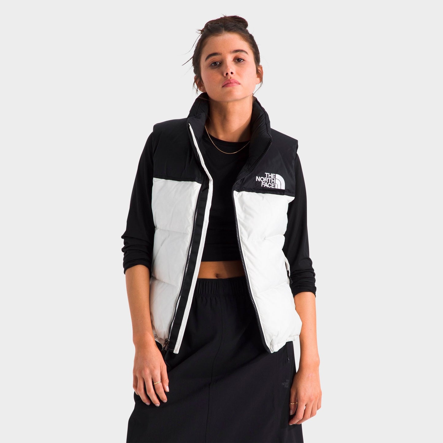 Women's The North Face 1996 Retro Nuptse Vest - White Dune/TNF Black