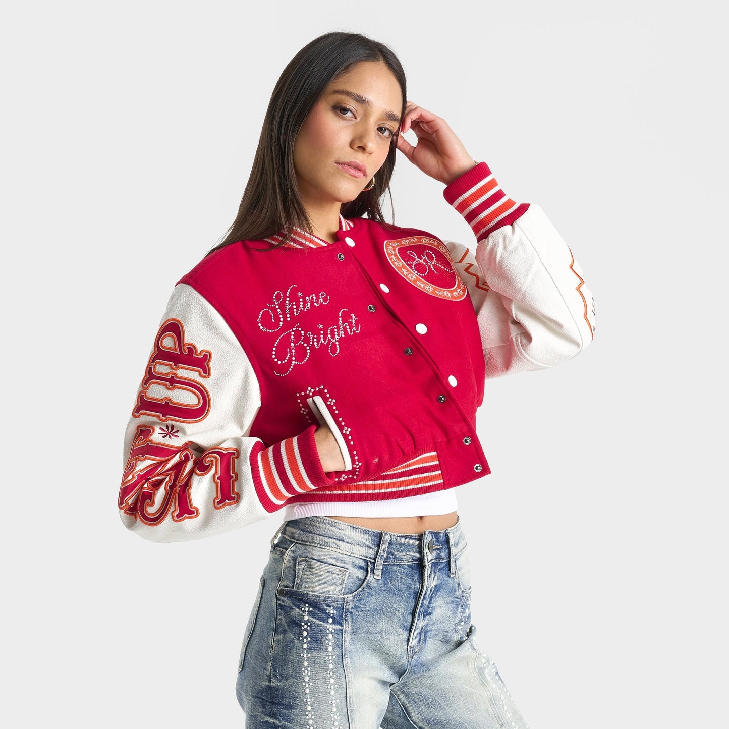 Women's Smoke Rise Shine Bright Varsity Jacket - True Red