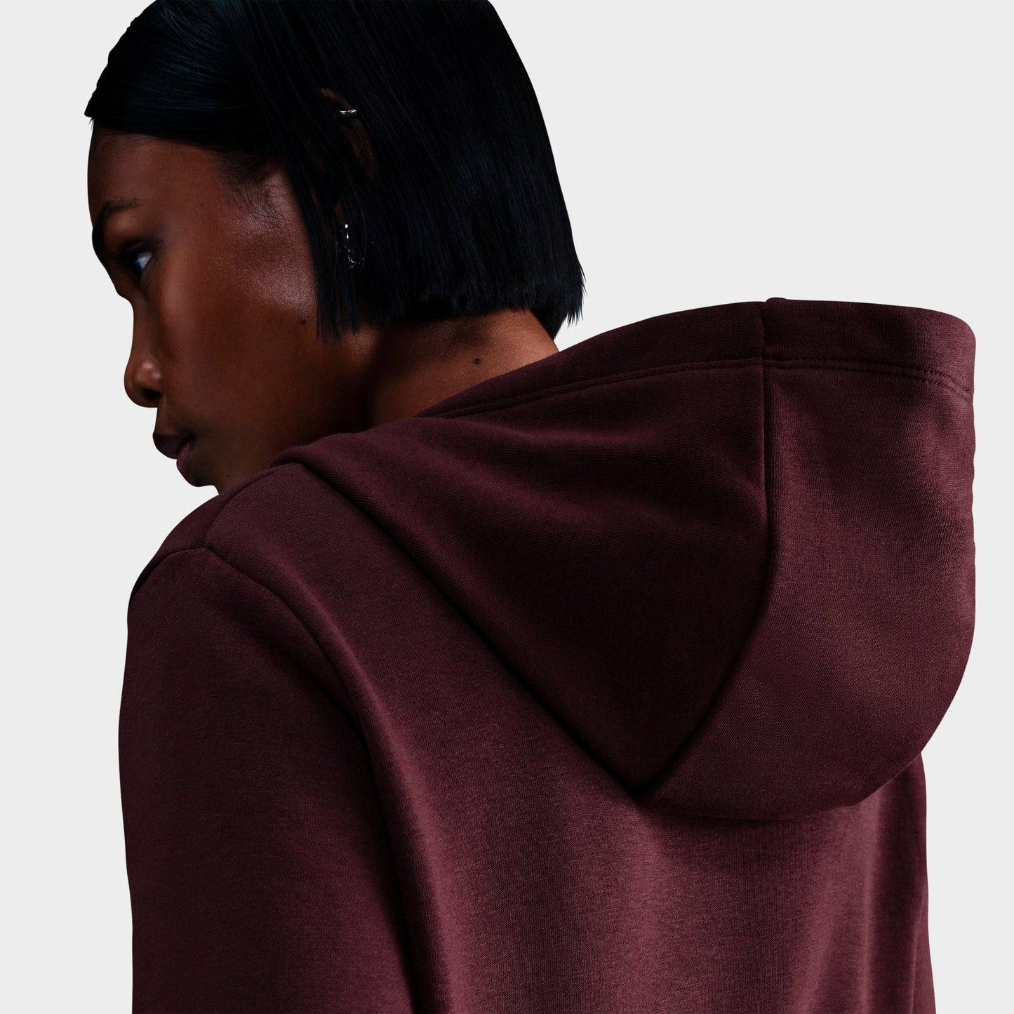 Women's Nike Sportswear Club Fleece Pullover Hoodie - Burgundy Crush/White