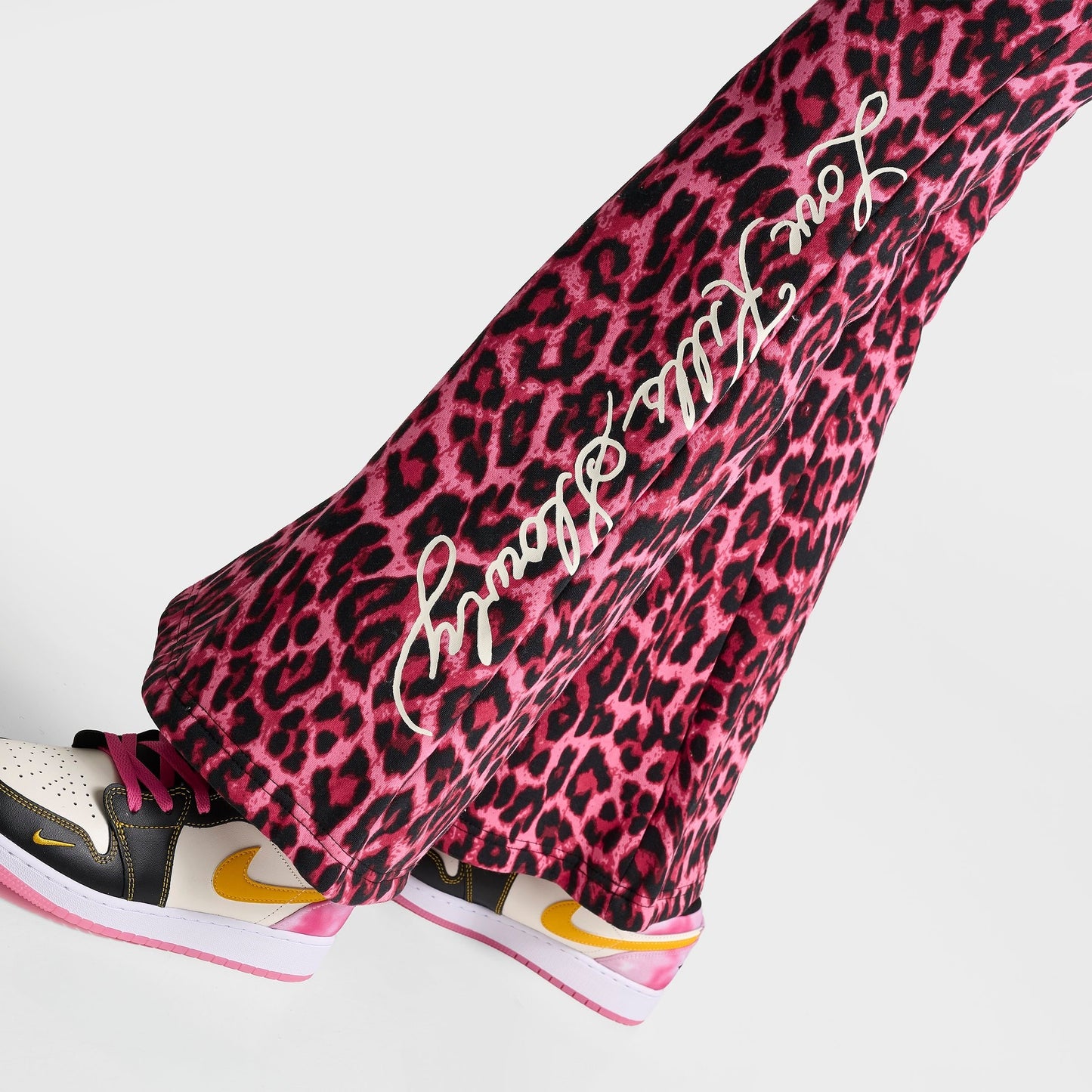 Women's Ed Hardy Pink Panther Leopard Bootcut Fleece Pants - Pink Leopard