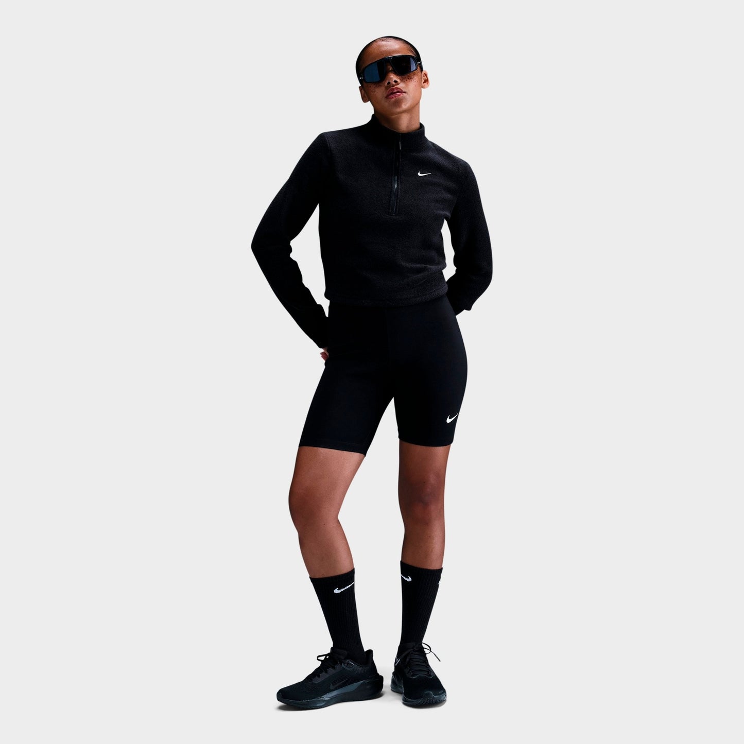 Women's Nike Sportswear Phoenix Plush Cozy Fleece Long-Sleeve Half-Zip Top - Black/Sail