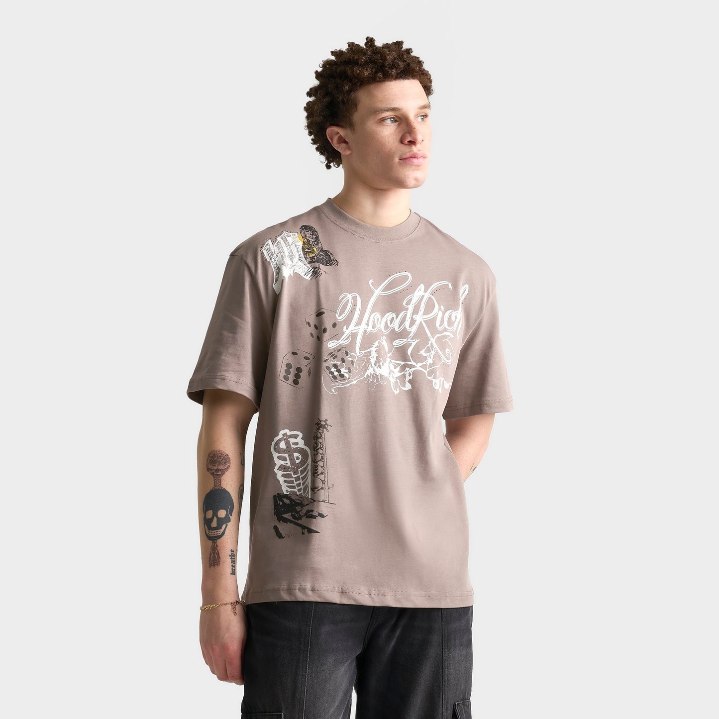 Men's Hoodrich Doodles Graphic T-Shirt - Driftwood/Black