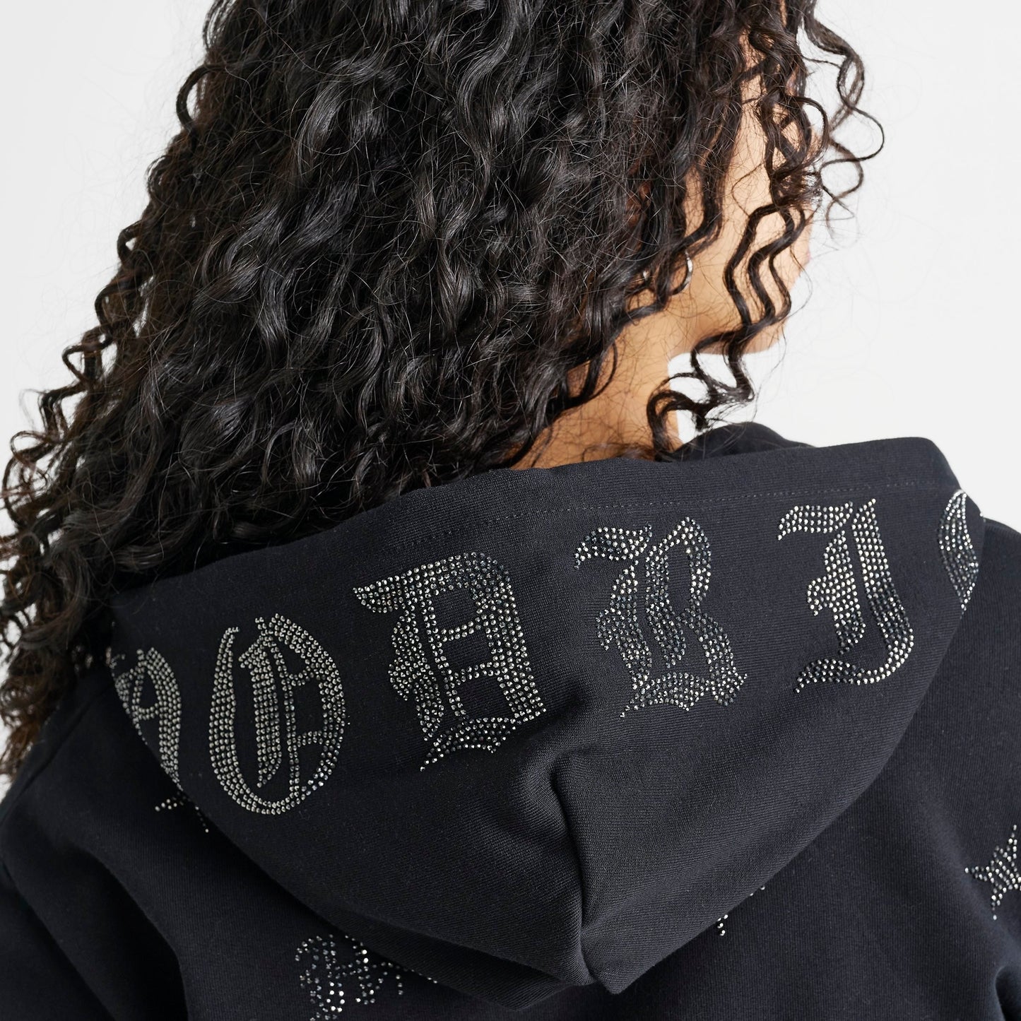 Women's Hoodrich Razor Rhinestone Cropped Full-Zip Hoodie - Black