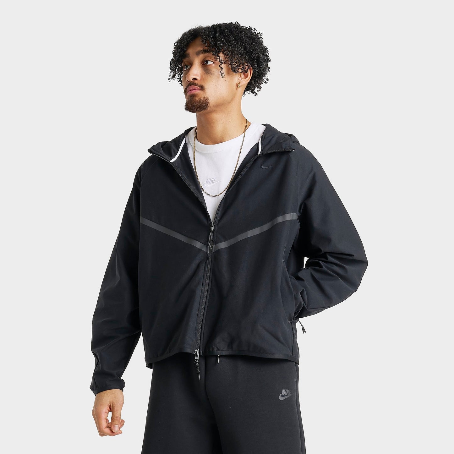 Men's Nike Tech Shori Knit Full-Zip Windbreaker Jacket - Black/Black