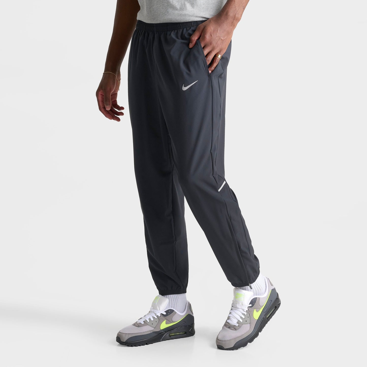 Men's Nike Miler Dri-FIT Woven Running Pants - Black/Black