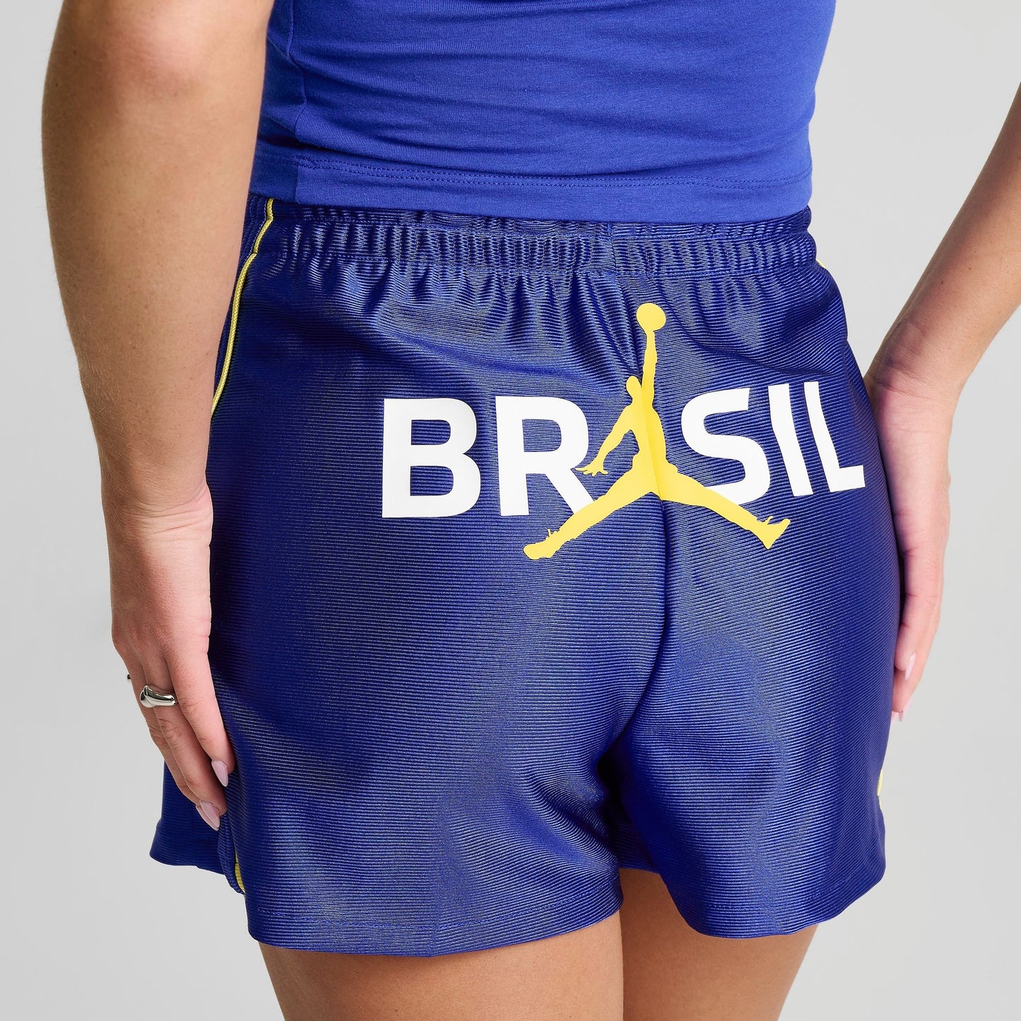 Women's Jordan Brooklyn Brazil Knit Shorts - Old Royal/Yellow Pulse