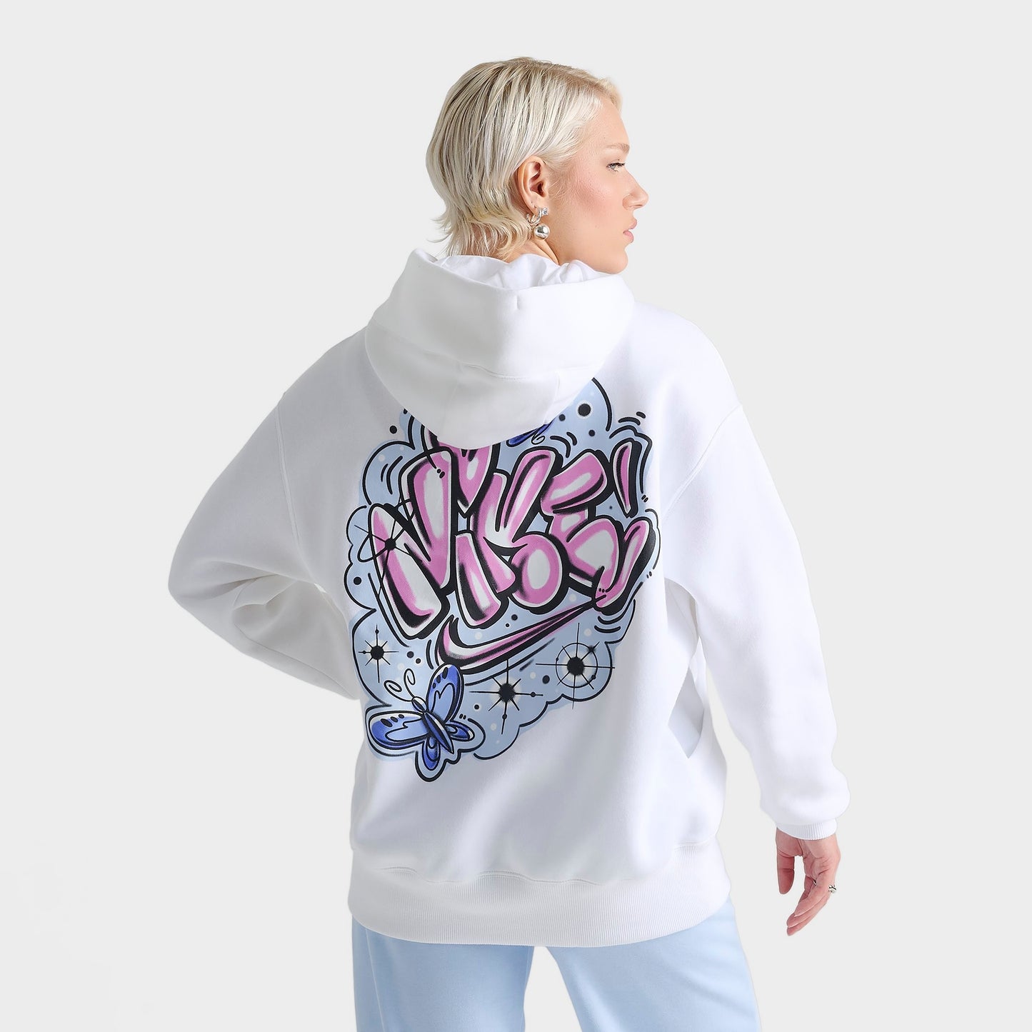Women's Nike Sportswear Phoenix Fleece Airbrushed Oversized Pullover Hoodie - White/Lapis