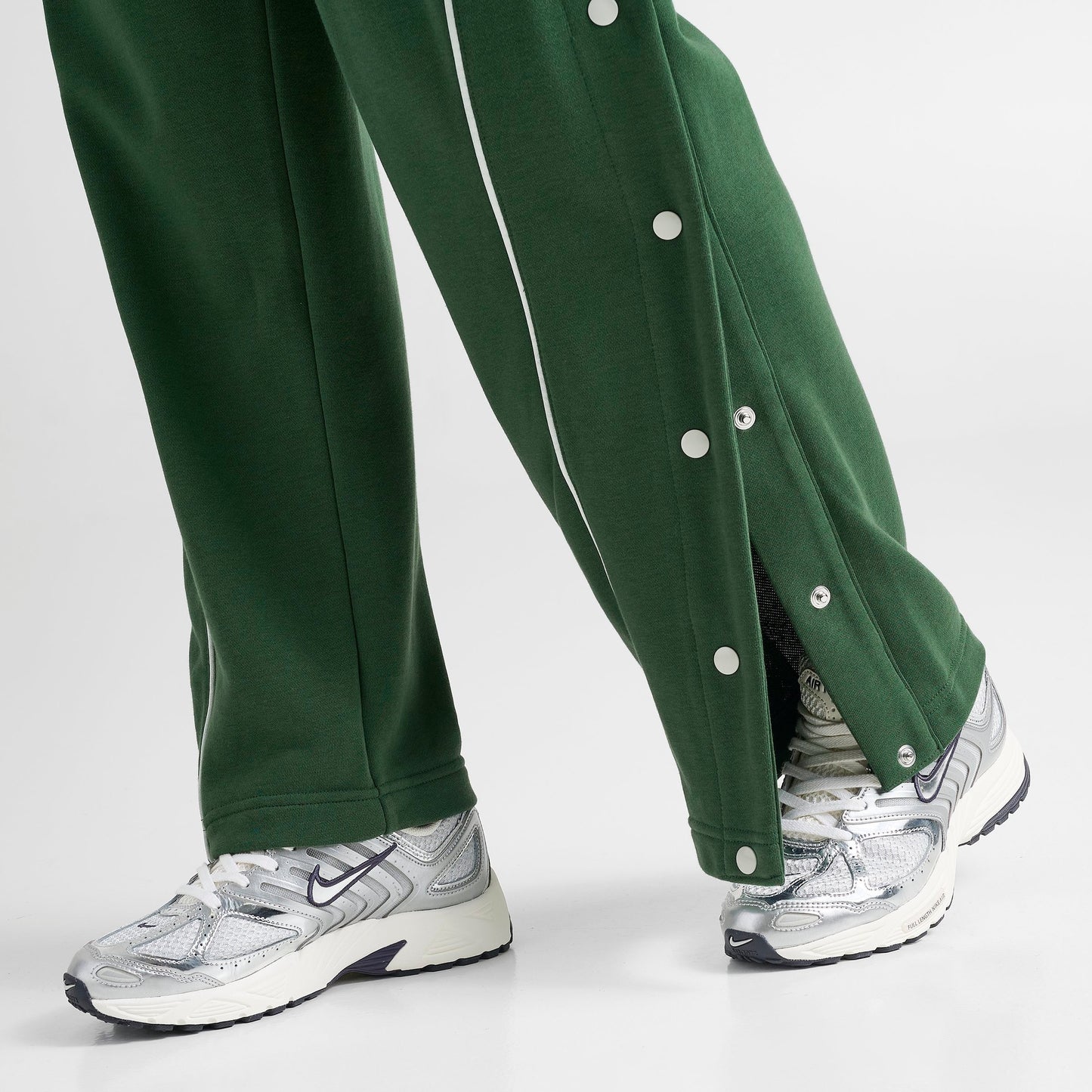 Women's Nike Fleece Tearaway Pants - Fir/Light Silver