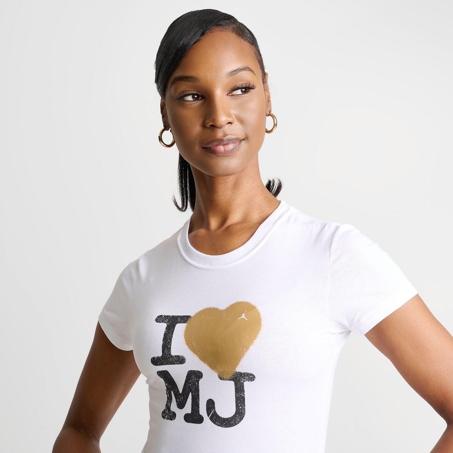 Women's Jordan Flight I Love MJ T-Shirt - White/Metallic Gold