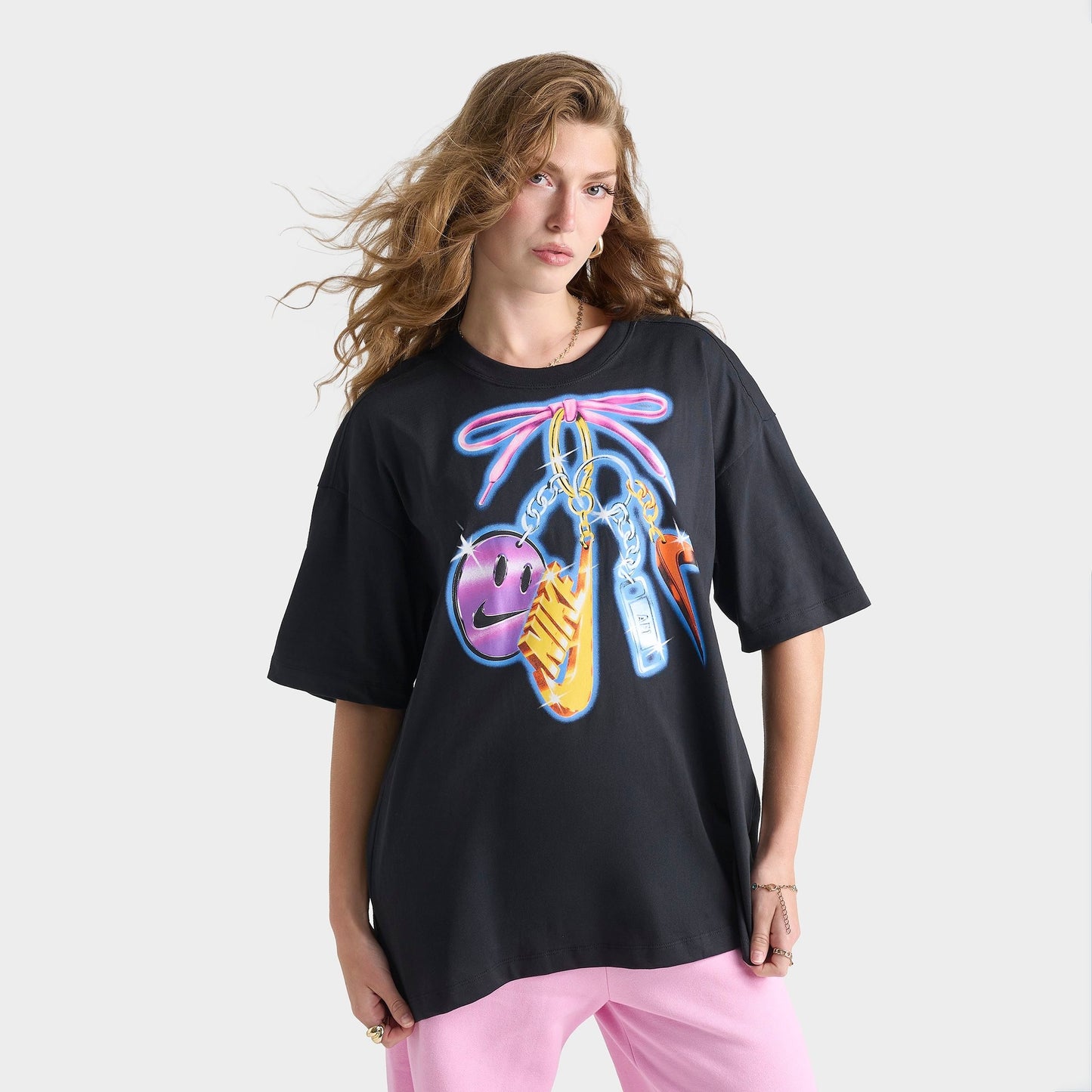 Women's Nike Sportswear Classic Lace Charm Oversized T-Shirt - Black