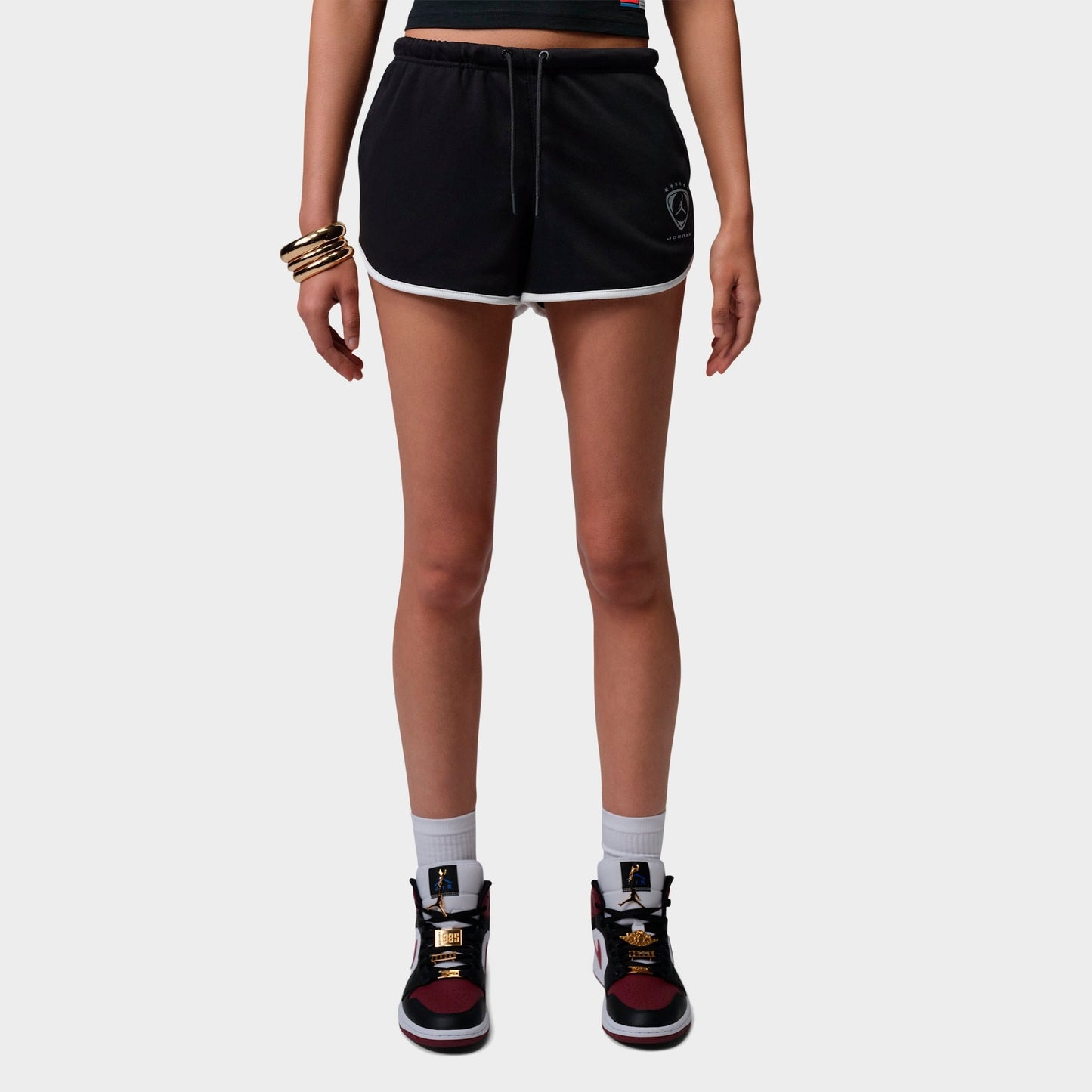 Women's Jordan Brooklyn Fleece Shorts - Black/White/Metallic Silver