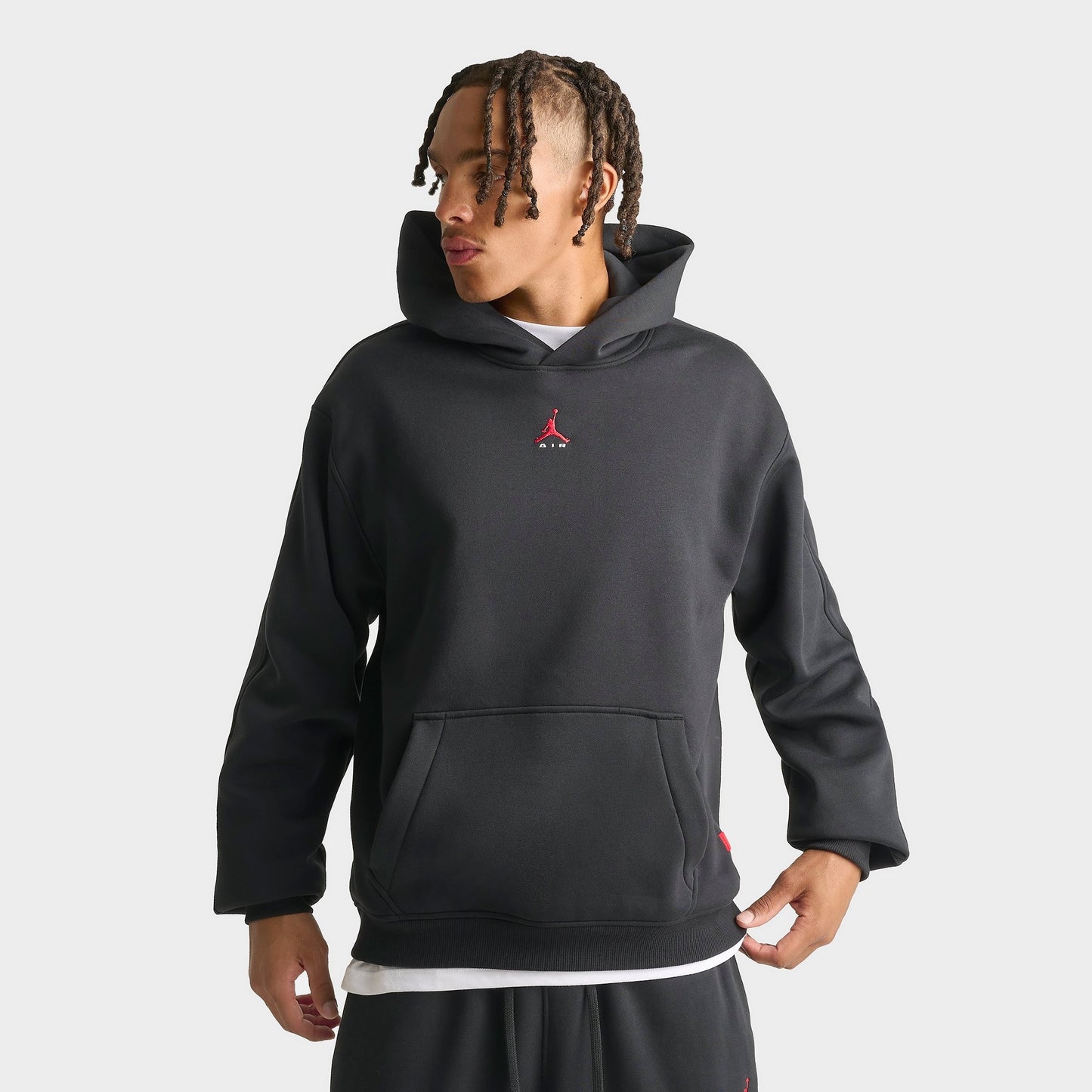 Men's Jordan Brooklyn Statement Pullover Hoodie - Black/University Red