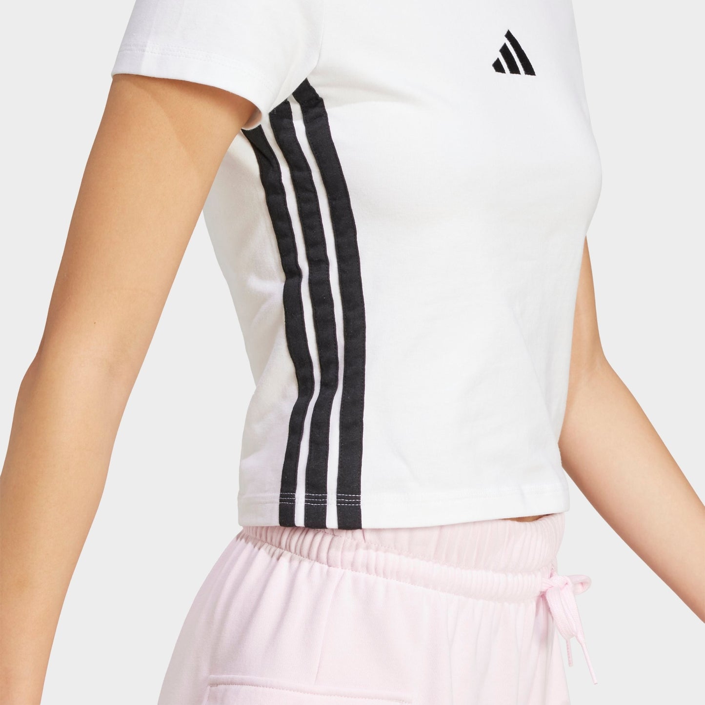 Women's adidas Essentials 3-Stripes Slim Baby T-Shirt - White/Black