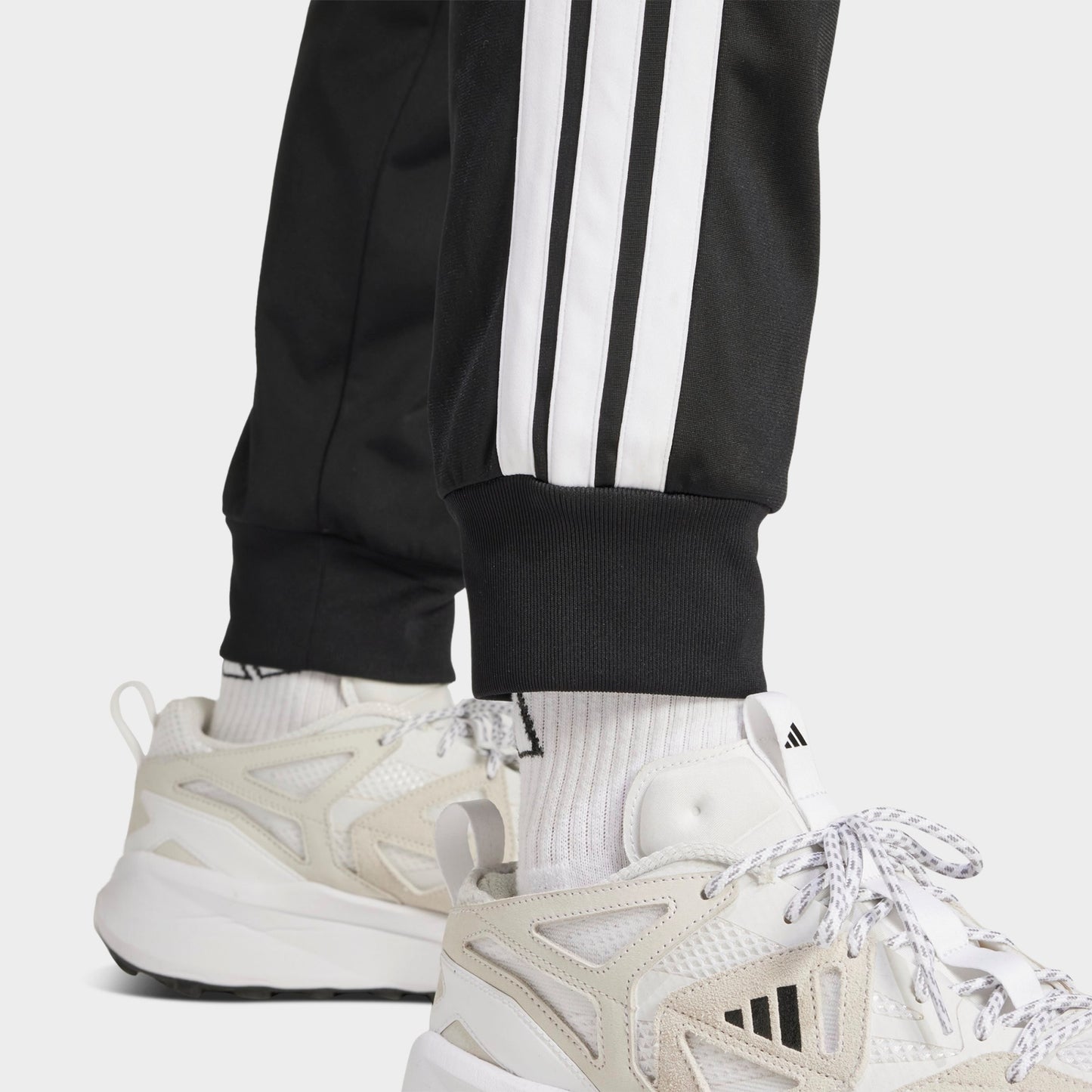 Men's adidas 3-Stripes Tricot Tapered Track Pants - Black/White