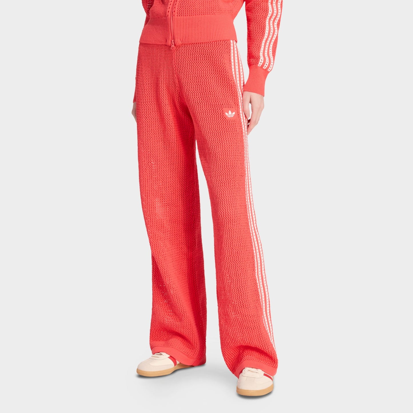 Women's adidas Originals Knitted Crochet Firebird Track Pants - Semi Lucid Red