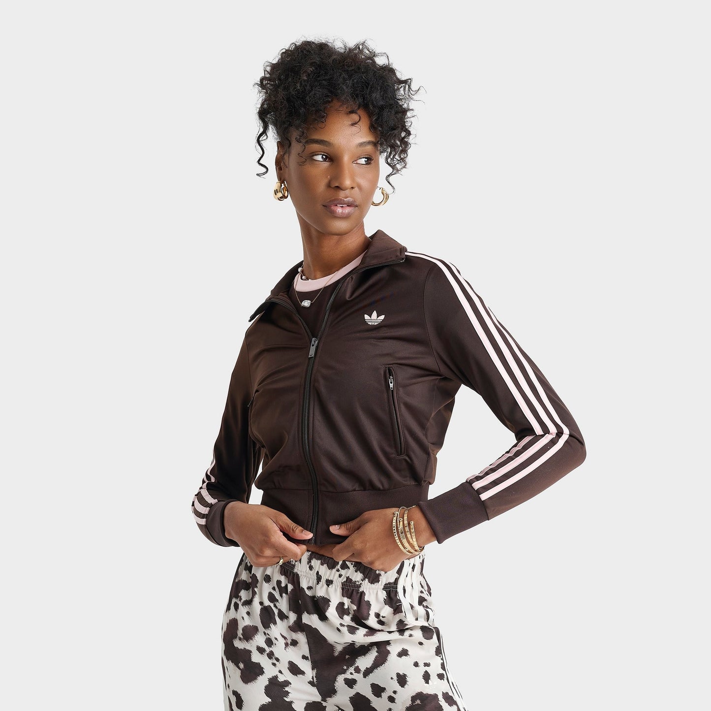 Women's adidas Originals adicolor Classic Firebird Track Top - Aurora Coffee/Sandy Pink