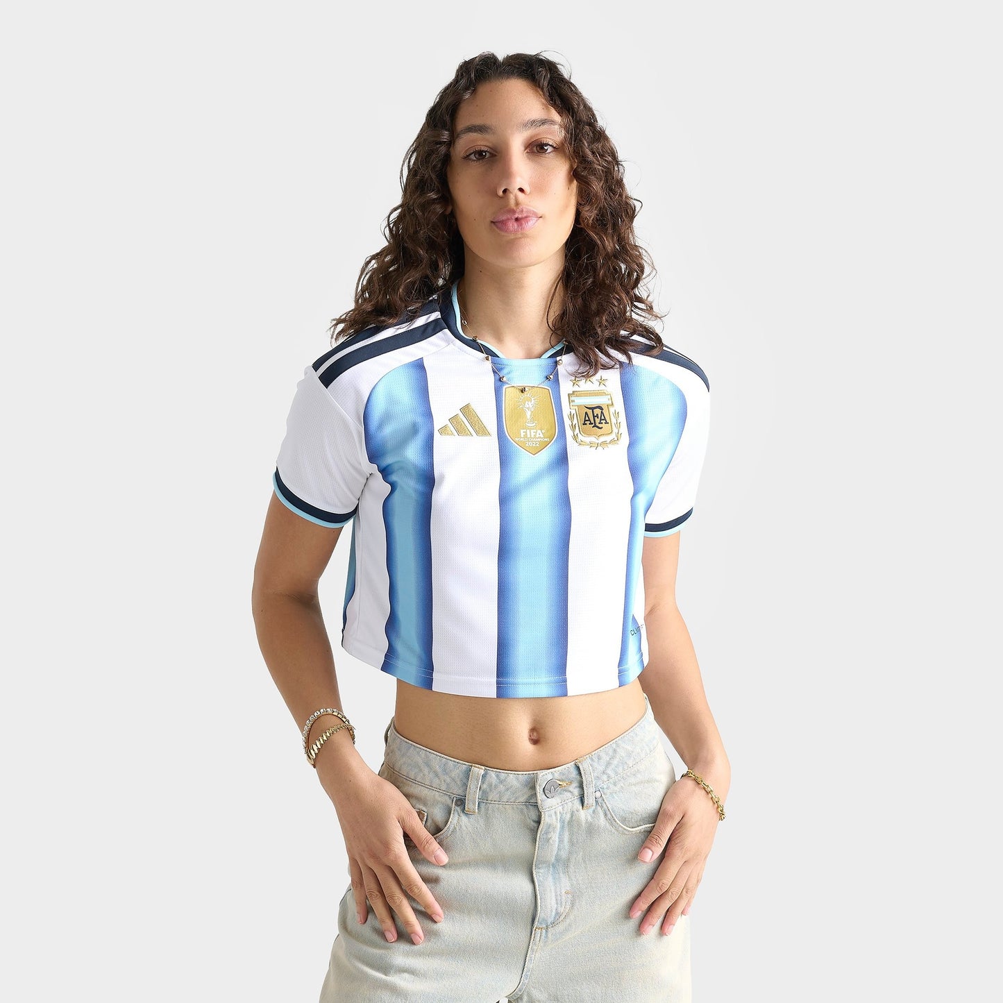 Women's adidas Argentina 2026 Home Cropped Jersey - White/Icey Blue/Light Blue