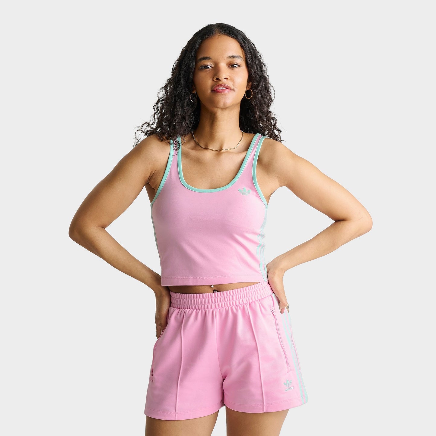 Women's adidas adicolor 3-Stripes Slim Tank Top - True Pink/Clear Mint