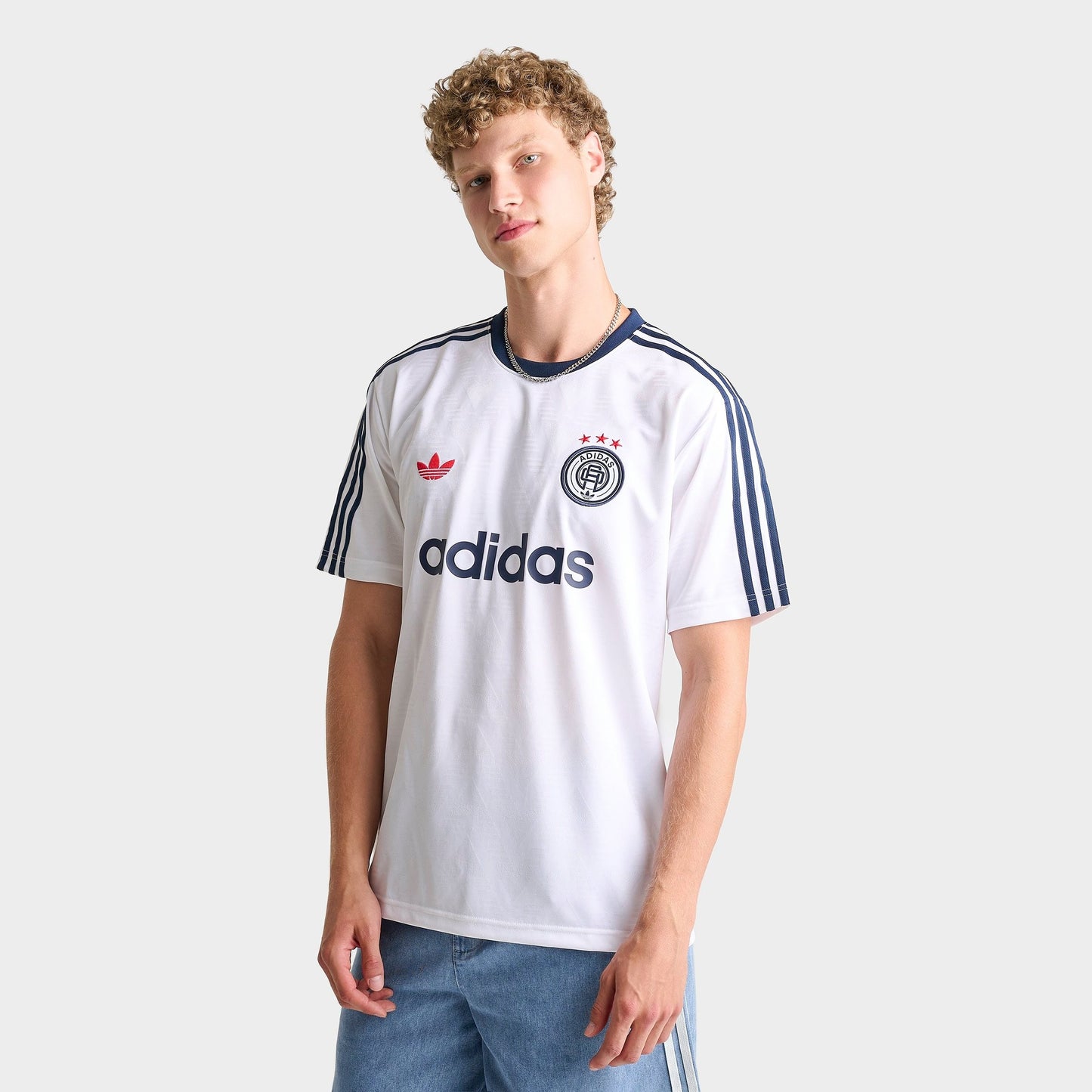 Men's adidas Originals Jacquard Print Lifestyle Soccer Jersey - White