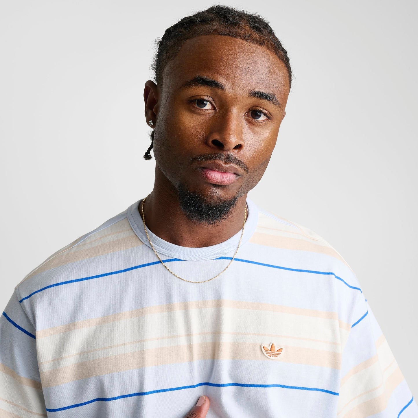 Men's adidas Originals Striped Crew T-Shirt - Crystal Sky