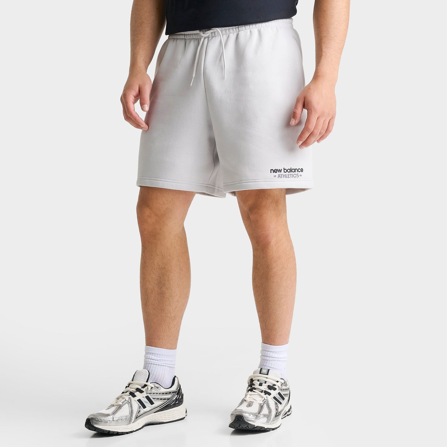 Men's New Balance Athletics Fleece Shorts - Light Grey/Back