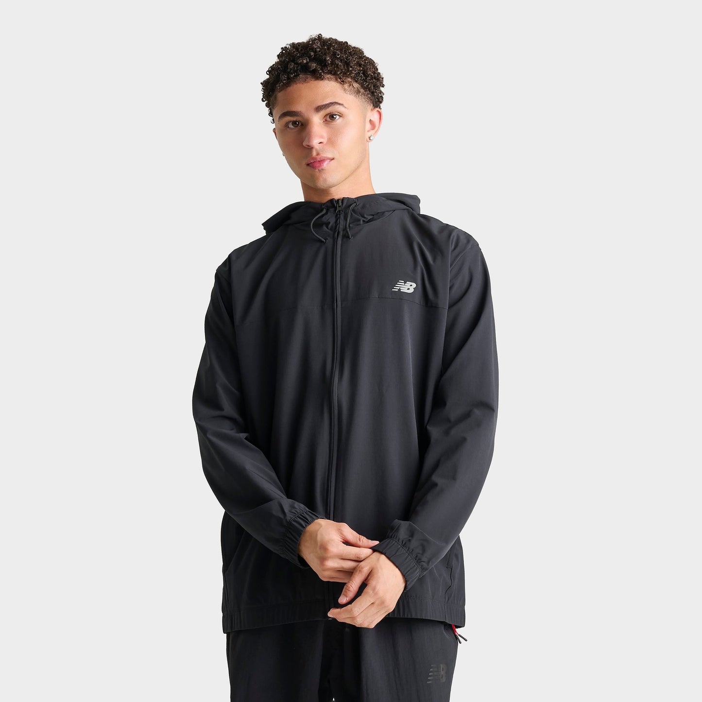 Men's New Balance Sport Essentials Woven Full-Zip Jacket - Black/Black