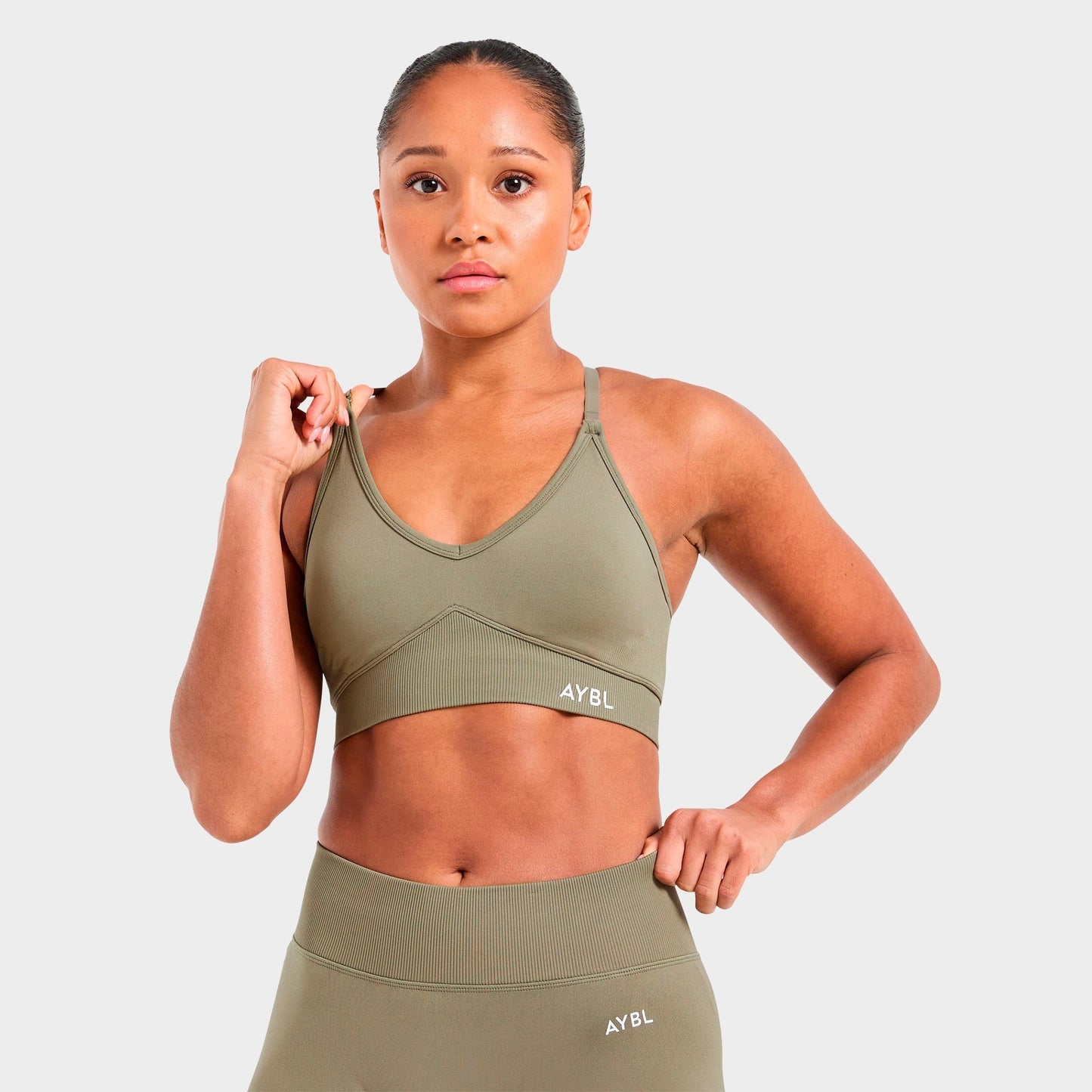Women's AYBL Adapt Seamless Strappy Light-Support Sports Bra - Olive