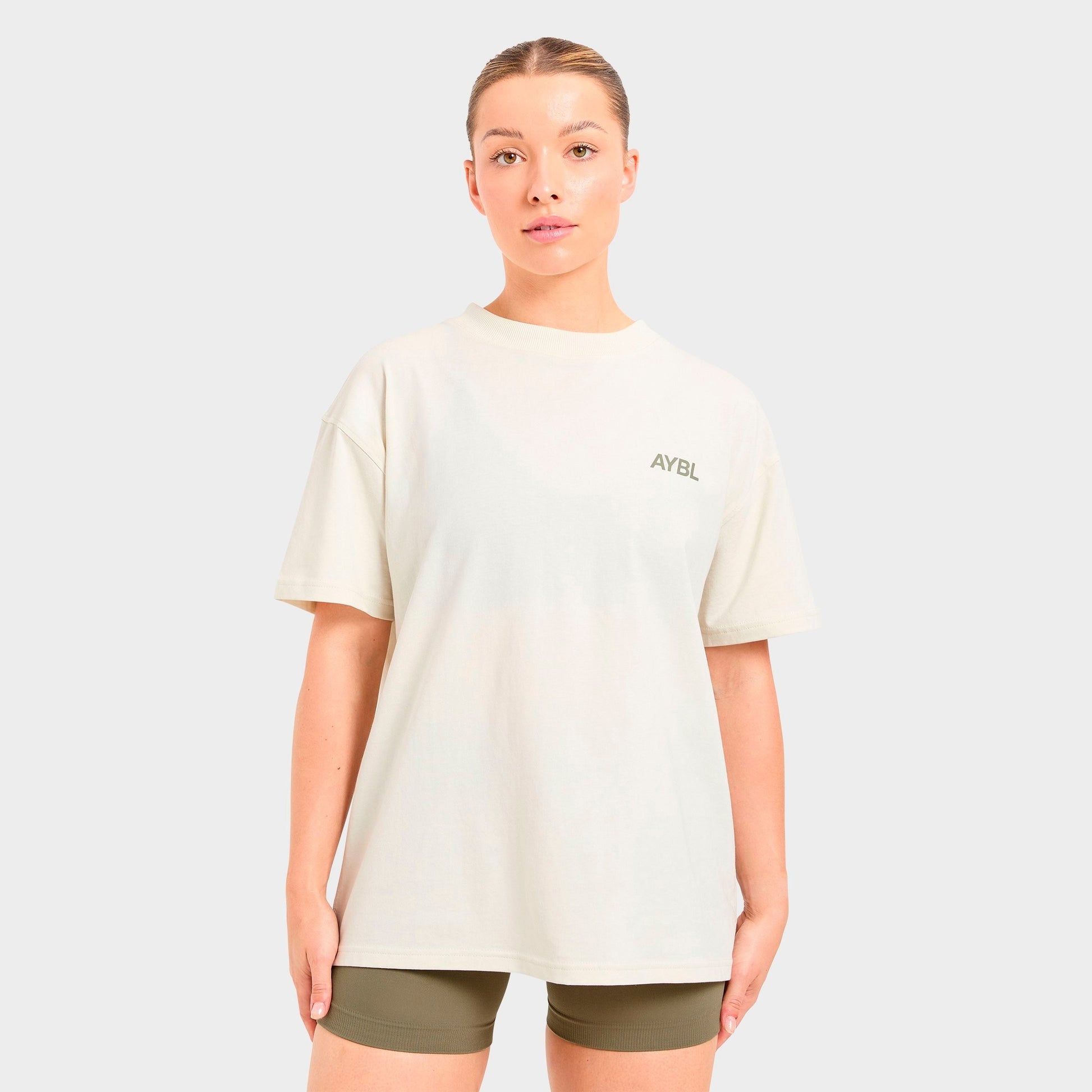 Women's AYBL Sports Club Oversized T-Shirt - White/Muted Olive