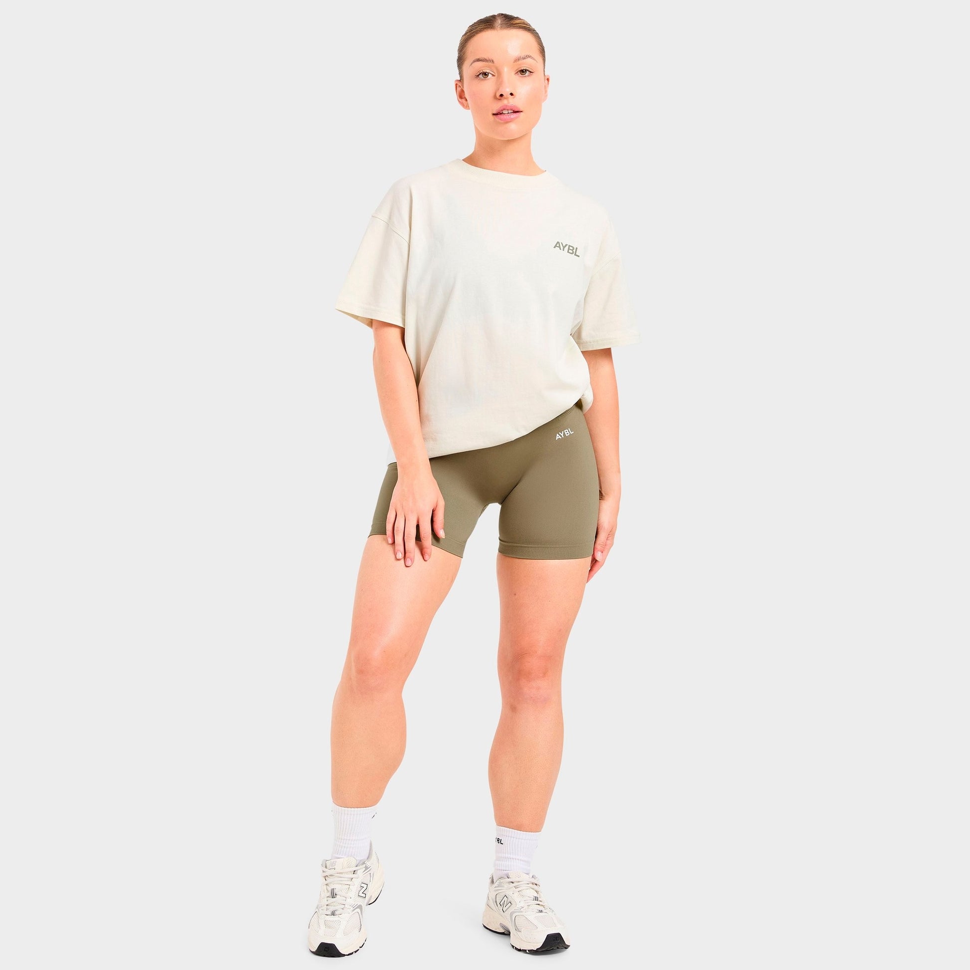 Women's AYBL Sports Club Oversized T-Shirt - White/Muted Olive