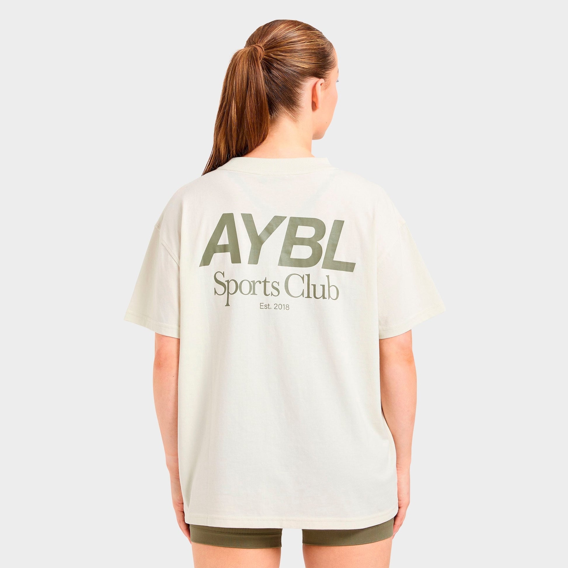 Women's AYBL Sports Club Oversized T-Shirt - White/Muted Olive