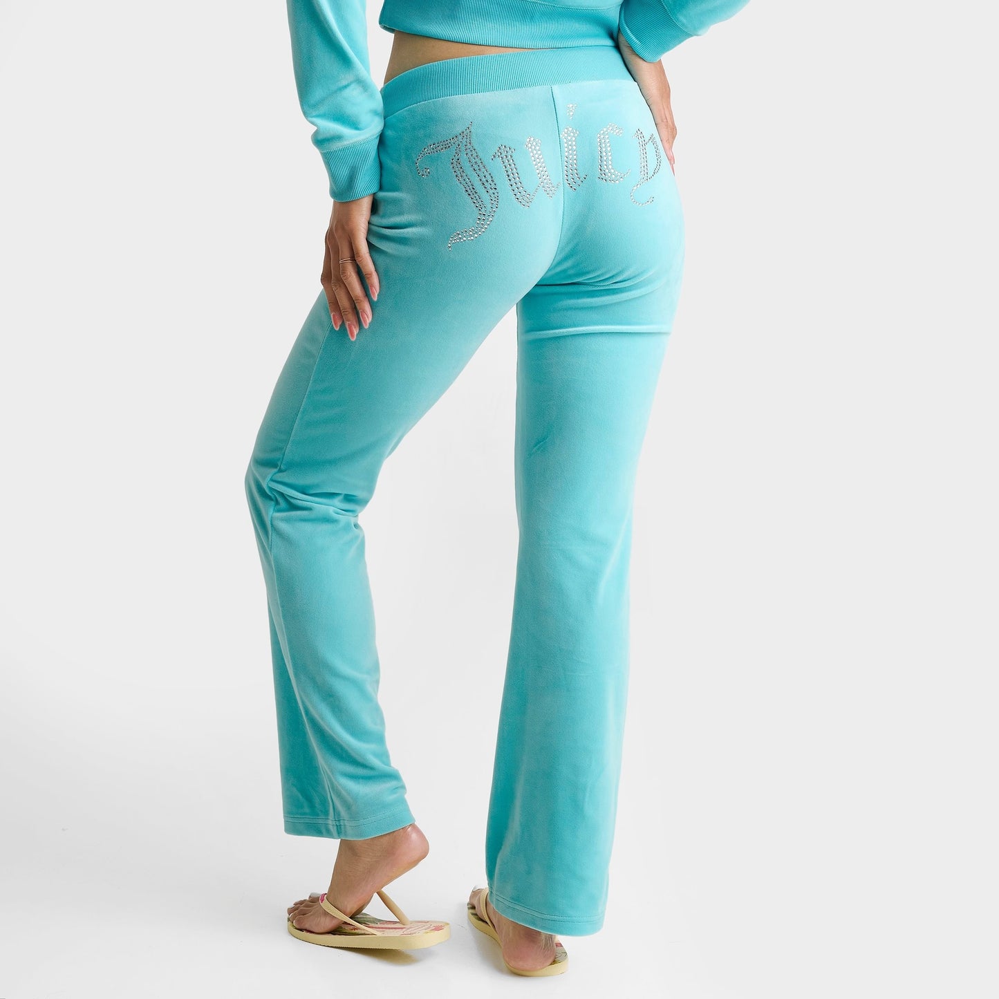 Women's Juicy Couture OG Big Bling Velour Track Pants - Teal