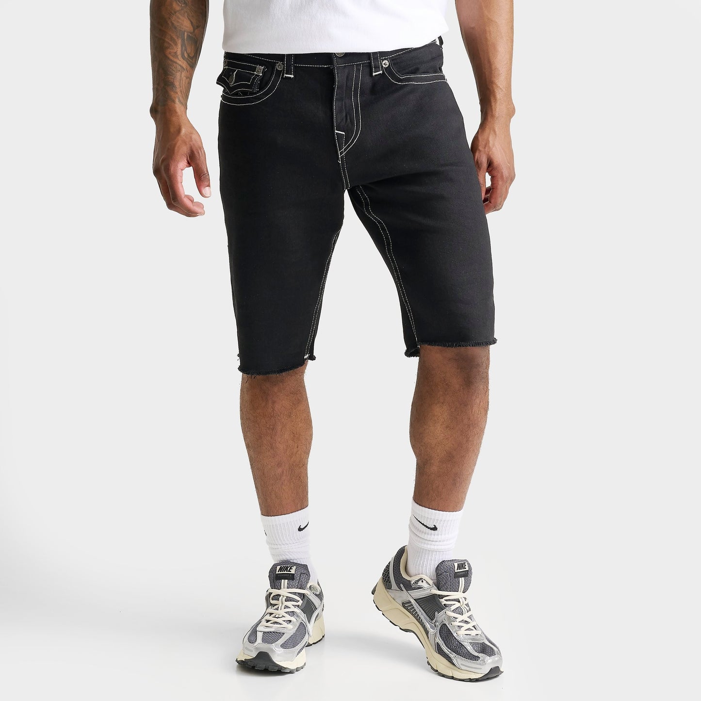 Men's True Religion Ricky Frayed Denim Shorts - Black
