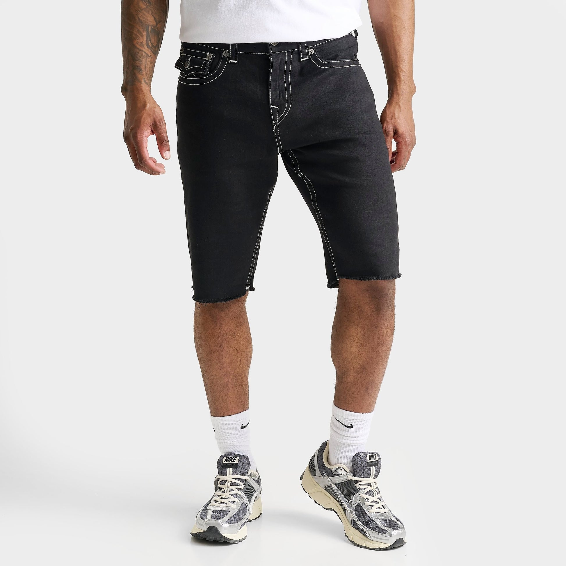 Men's True Religion Ricky Frayed Denim Shorts - Black