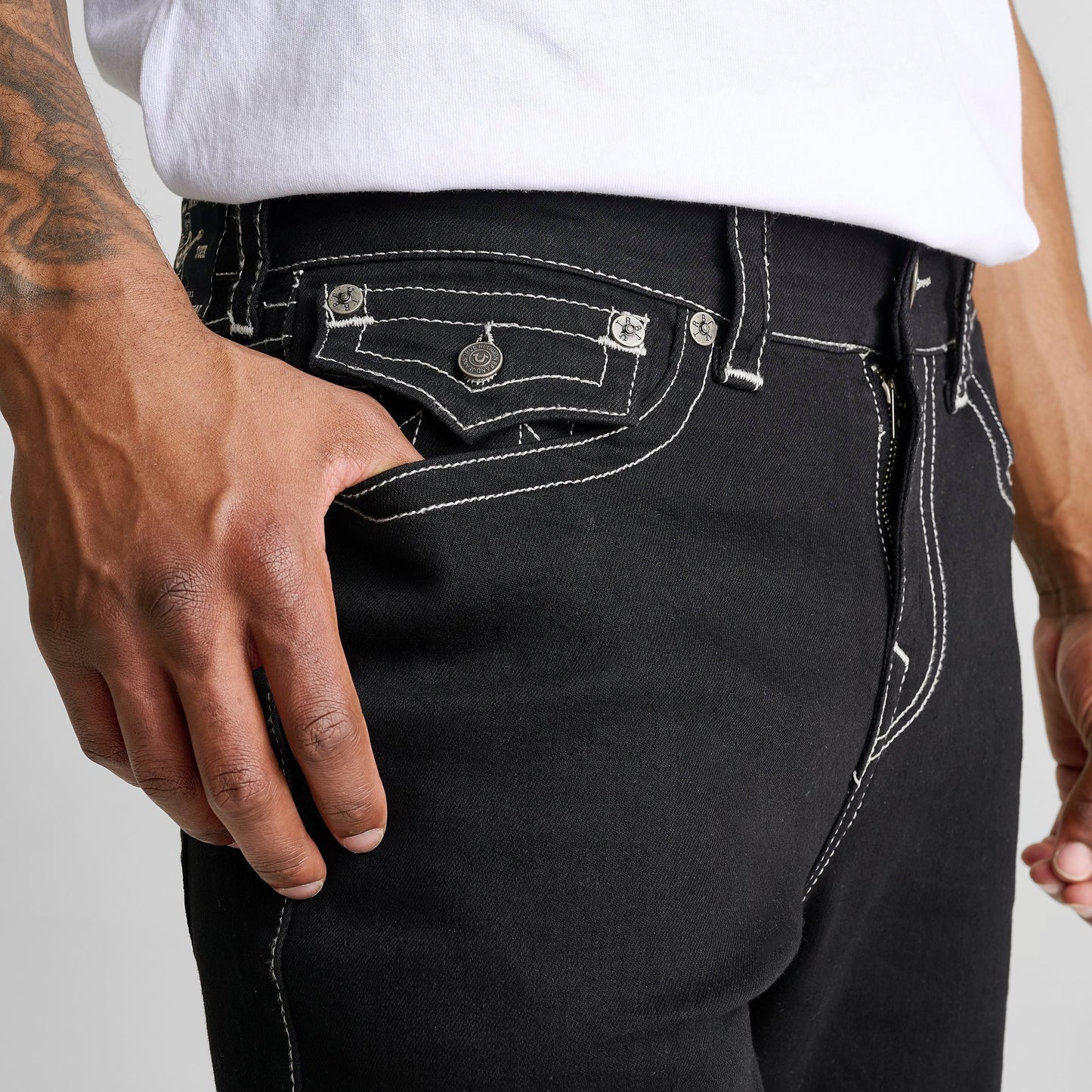 Men's True Religion Ricky Frayed Denim Shorts - Black