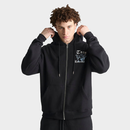 Men's True Religion Buddha Old English Logo Full-Zip Hoodie - Black
