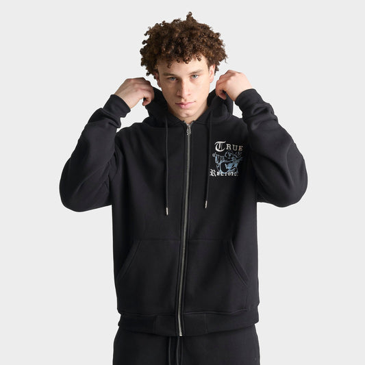 Men's True Religion Buddha Old English Logo Full-Zip Hoodie - Black