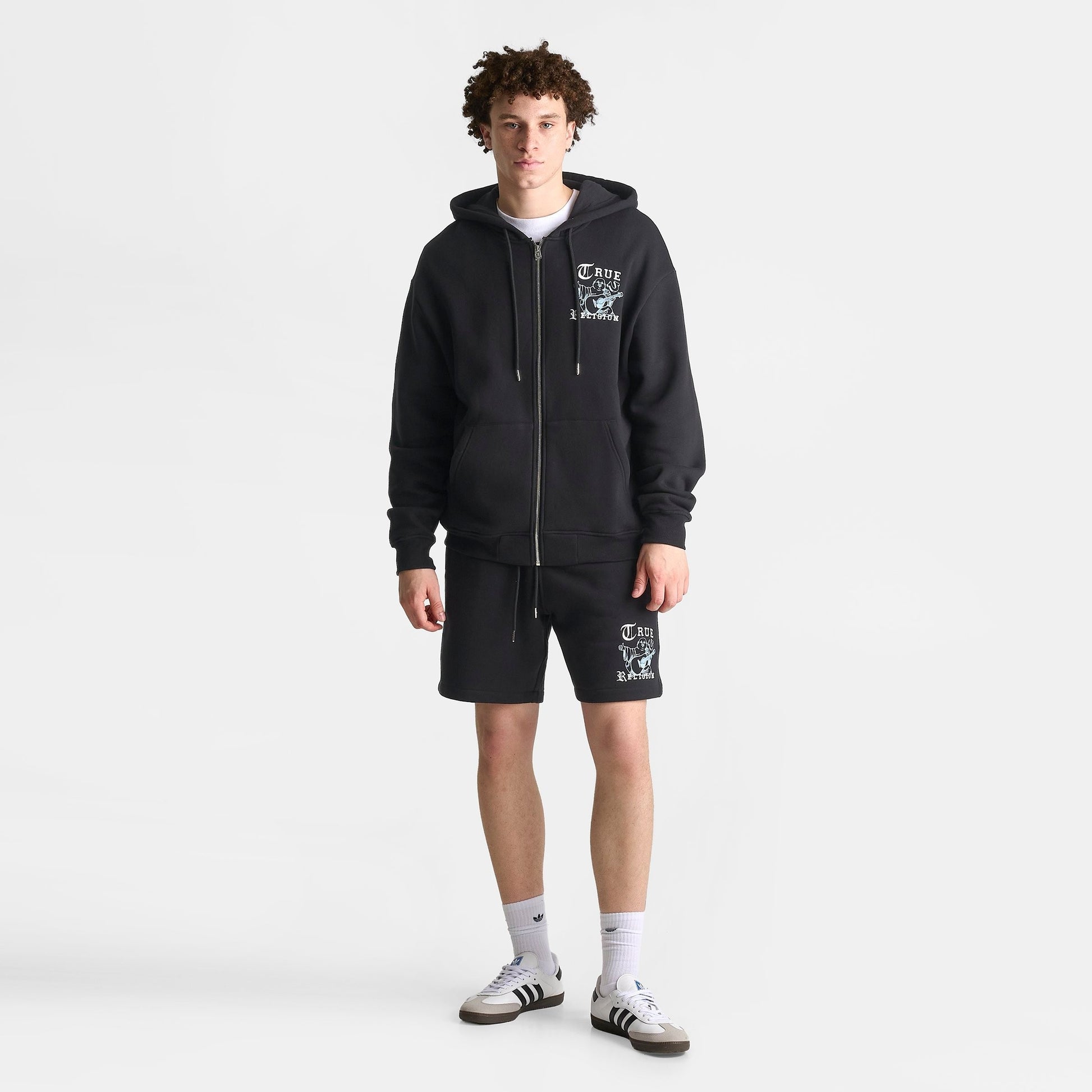 Men's True Religion Buddha Old English Logo Full-Zip Hoodie - Black