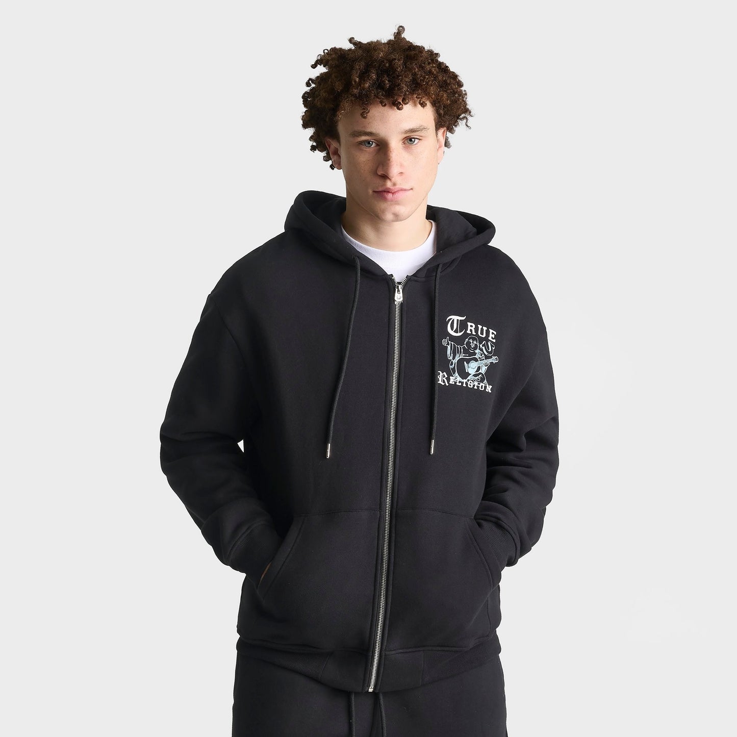 Men's True Religion Buddha Old English Logo Full-Zip Hoodie - Black