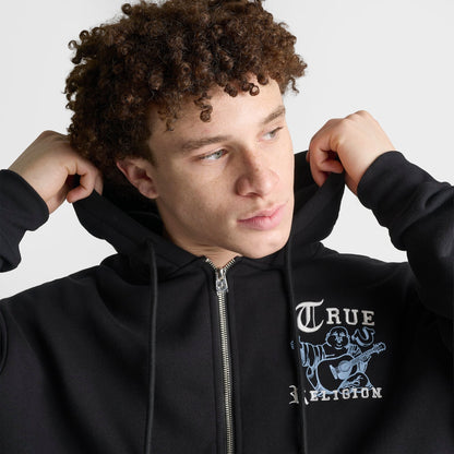 Men's True Religion Buddha Old English Logo Full-Zip Hoodie - Black