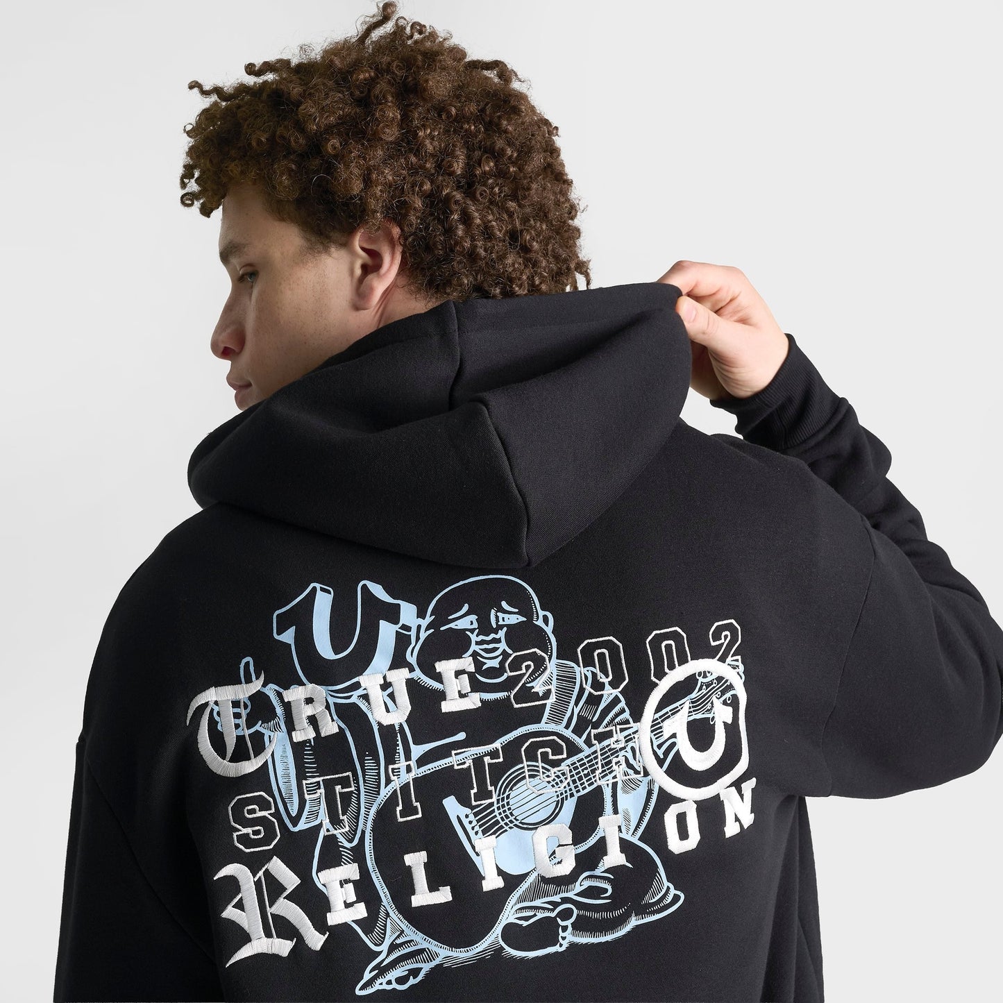 Men's True Religion Buddha Old English Logo Full-Zip Hoodie - Black
