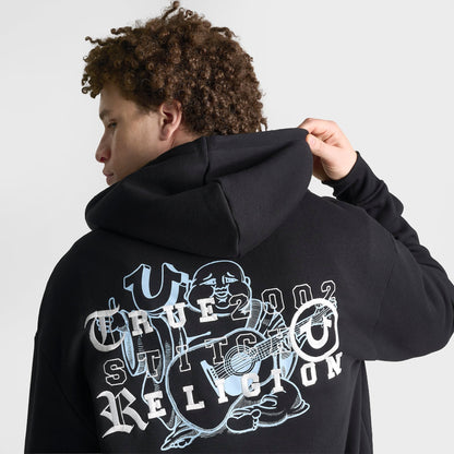 Men's True Religion Buddha Old English Logo Full-Zip Hoodie - Black