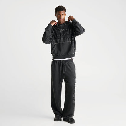 Men's True Religion Logo Appliqué Big T Boxy Hoodie - Black