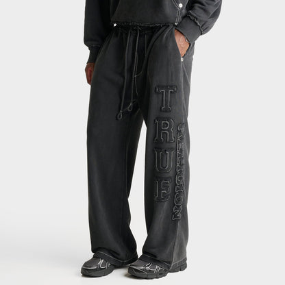 Men's True Religion Logo Appliqué Big T Baggy Sweatpants - Black