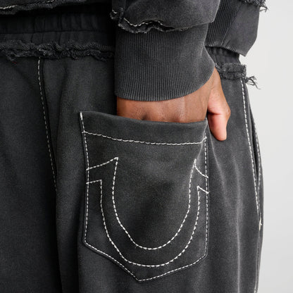 Men's True Religion Logo Appliqué Big T Baggy Sweatpants - Black