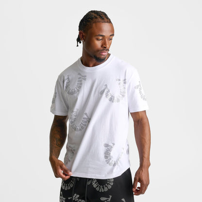 Men's True Religion Warped Logo Rhinestone Heavyweight T-Shirt - White
