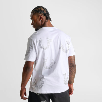 Men's True Religion Warped Logo Rhinestone Heavyweight T-Shirt - White