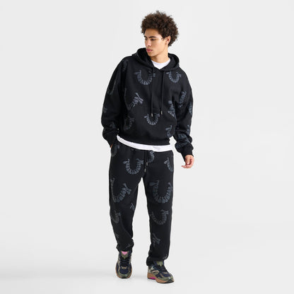Men's True Religion Warped Logo Fleece Jogger Pants - Black/Black