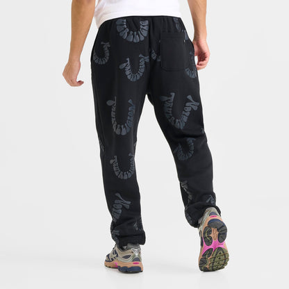 Men's True Religion Warped Logo Fleece Jogger Pants - Black/Black